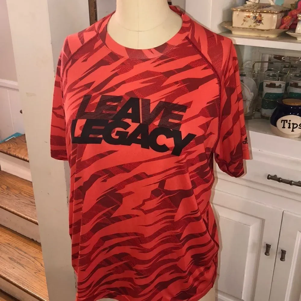 Adidas Leave Legacy Fitness Shirt in Orange Camo. Unisex.